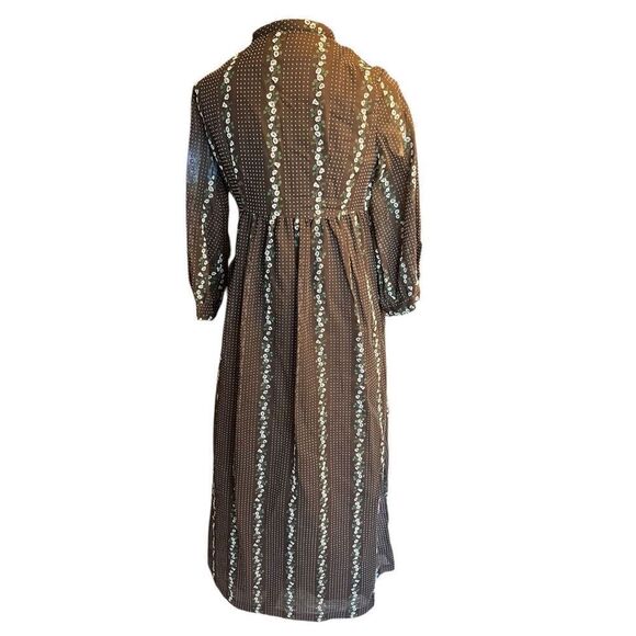 Vintage Raymodes NY 70’s house dress brown floral embroidered boho Large retro - Picture 2 of 10